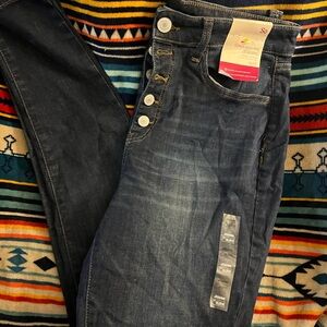 So Women's Dark Blue Jeans size 13 or 31” waist long  jeggings lots of stretch